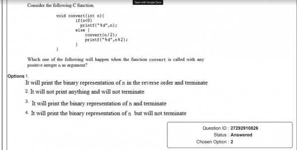 Algorithms: GATE CSE 2019 | Question: 26