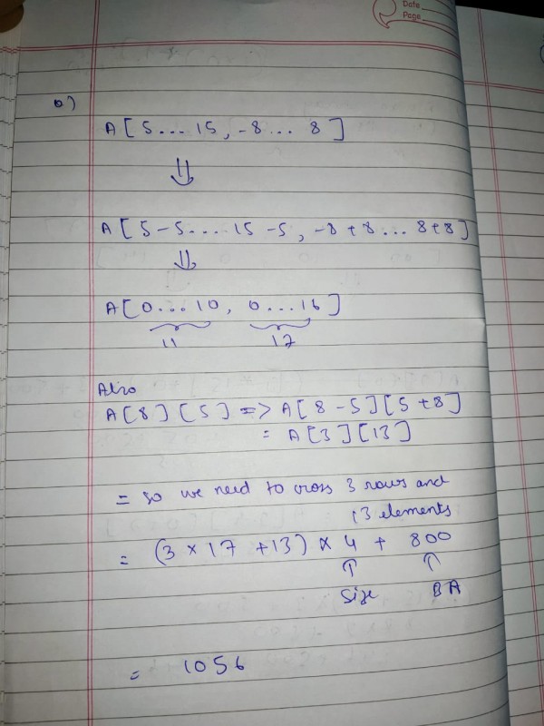 DS: Location of element using Row Major Order