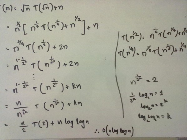 Solving T(n) = 2T(n/2) + log n with the recurrence tree method