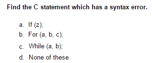 Programming in C: Identify syntax error