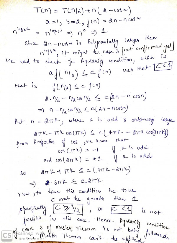 Algorithms: master theorem